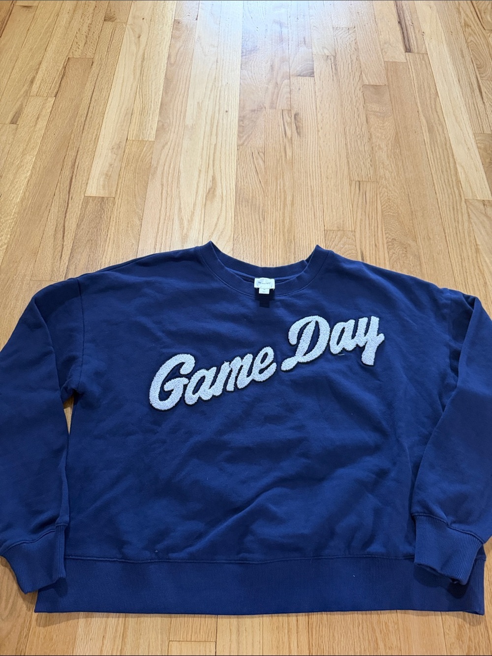 Maeve Anthropologie Game Day Navy Blue Crewneck Sweatshirt Sz M